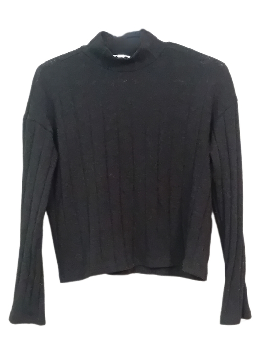 Ardene Tops - Women's Black Ribbed Mock Neck Sweater